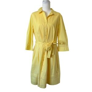 Talbots Yellow Cotton‎ Button down Shirt Midi Summer Dress 12P